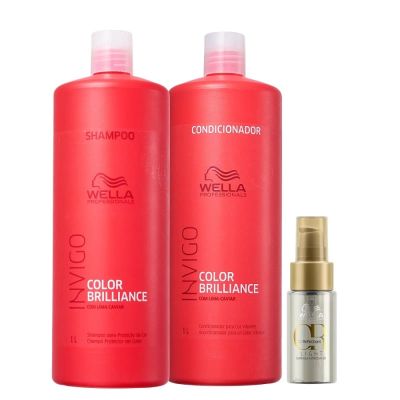 Kit Wella Professionals Invigo Color Brilliance Shampoo + Condicionador + Oil Reflections Light 30ml