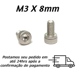 Parafuso Allen Cabeça Cilíndrica M3 X 8mm Inox