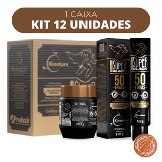 Kit 12 Pomada Massageadora SUPER BLACK 50 Ervas - Kinature Bio Instinto