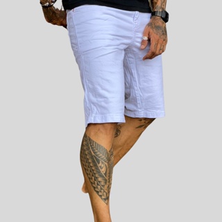 Bermuda Masculina Branca Sarja Color em Oferta na Shopee