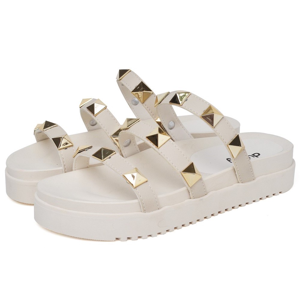 Sandalia Plataforma Dubuy Feminina Pirâmide Off White Daha 2051FG em Oferta na Shopee