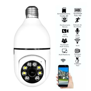 Câmera Wifi Ip Sem Fio Giratória 360 com encaixe Lampada Bocal rosca Ptz Full HD visão noturna segurança - bivolt #2
