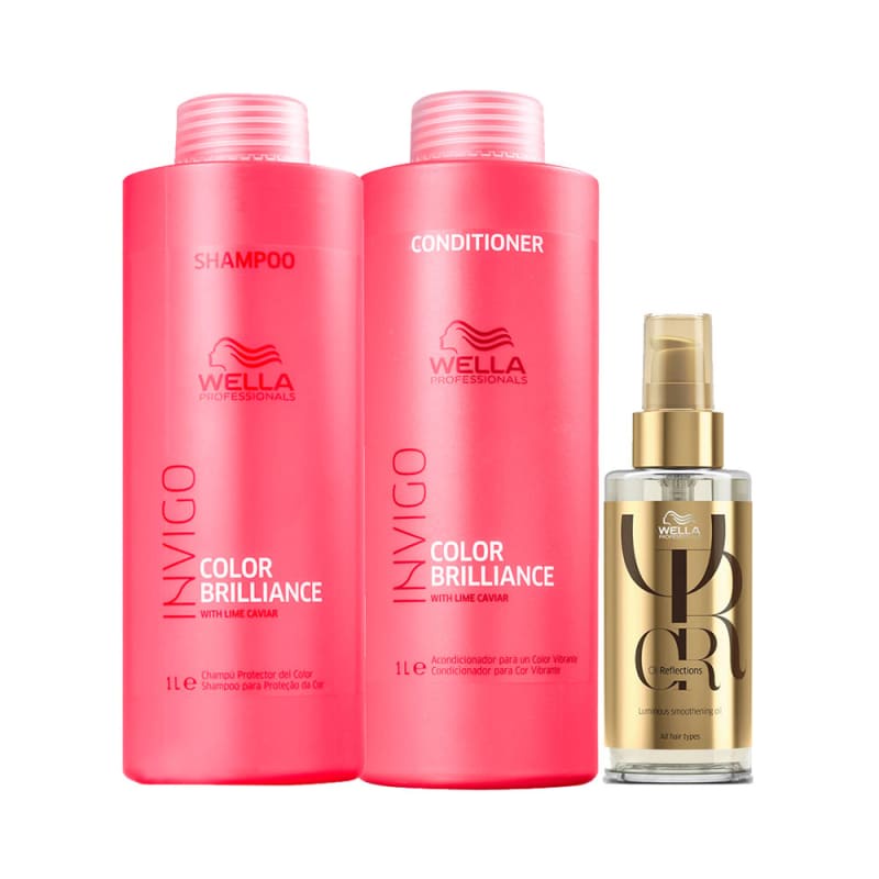 Kit Wella Professionals Invigo Color Brilliance - Shampoo 1L + Condicionador 1L + Óleo Capilar 100ml