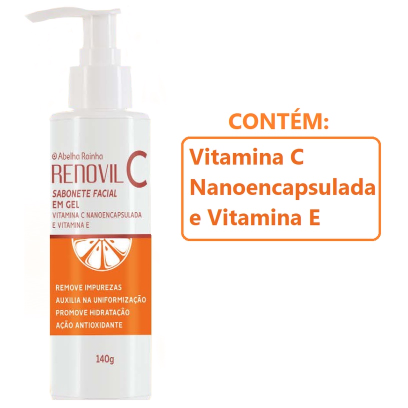 Sabonete Facial em Gel com Vitamina C Nanoencapsulada Renovil C - Abelha Rainha 140g