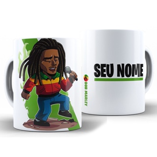 Caneca Bob Marley Personalizada Com Nome + Caixa Xícara 325ML Cerâmica em Oferta na Shopee
