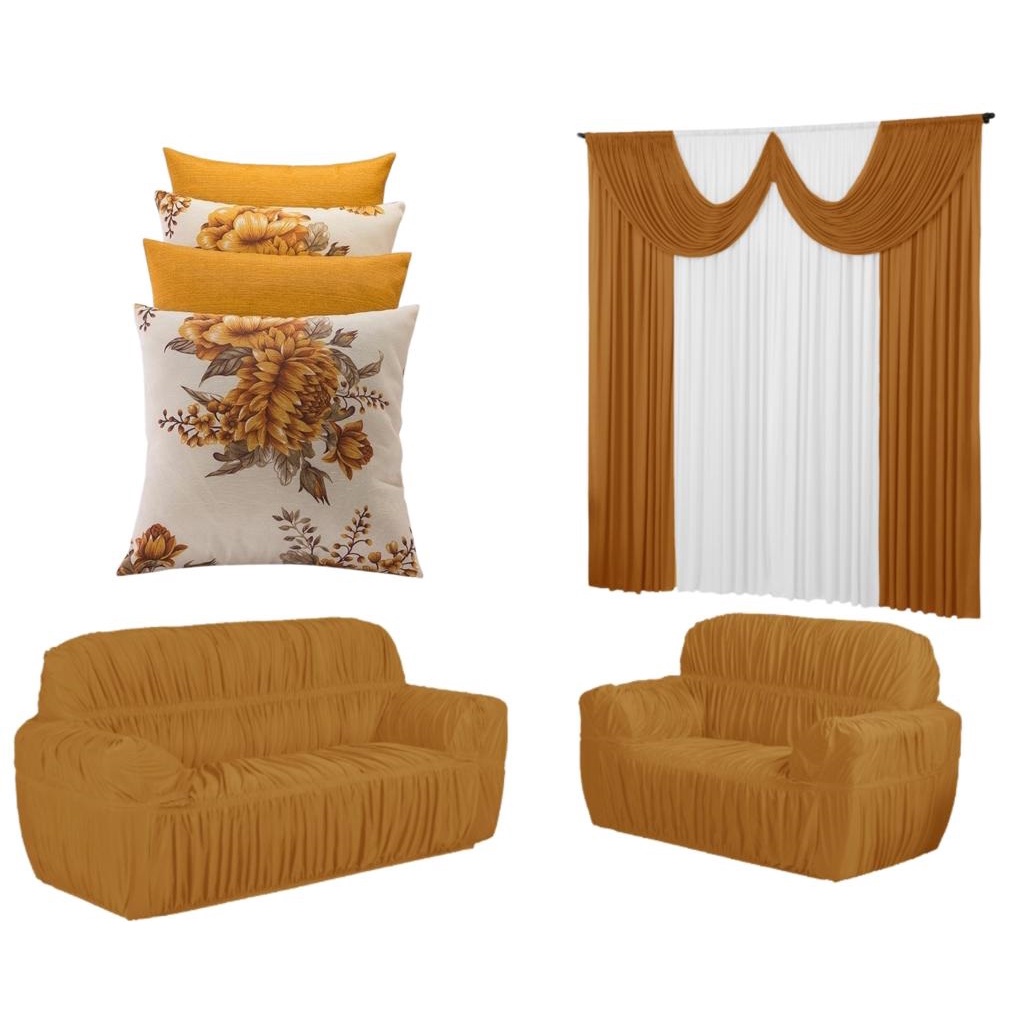 Capa sofa 3x2 lugares + partina paris 2 metros + 4 capas almofodas Lindas em Oferta na Shopee