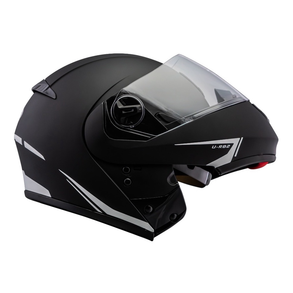 Capacete Moto Robocop Peels Urban U-Rb2 Classic Preto Fosco Escamoteável C/ Oculos Selo Inmetro Lançamento