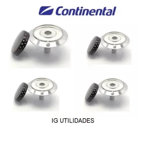 Kit Tampas + Queimador Do Fogão Continental Perfetto 4Bocas