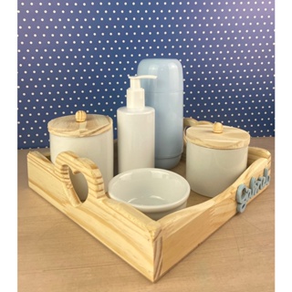 Kit Higiene Bebê Porcelana Pinus Coração Garrafa Nome Personalizado Menino em Oferta na Shopee