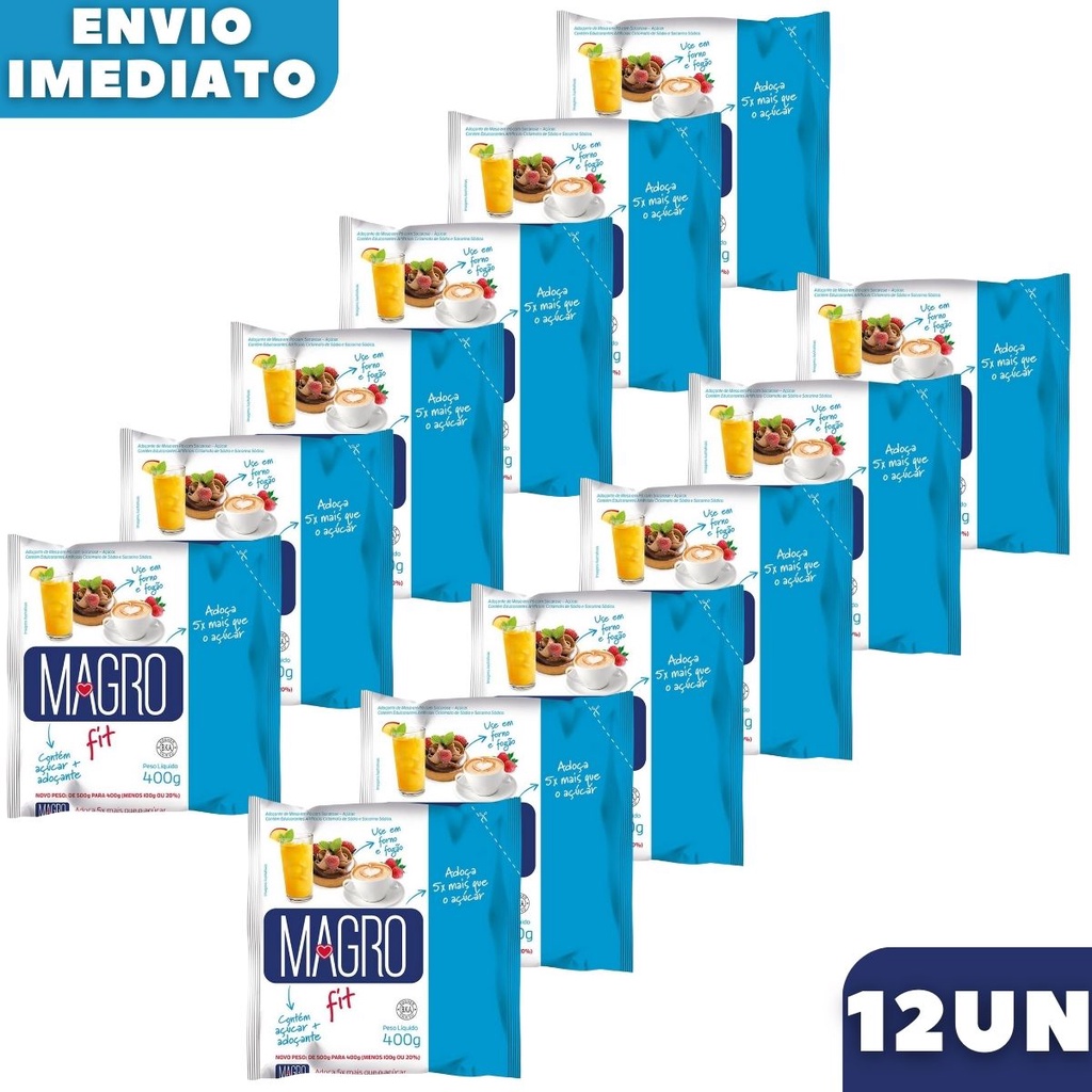 Kit 12 Açúcar Light Magro 400g - Forno e Fogão em Oferta na Shopee