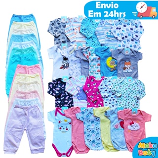 Kit 15 peças Enxoval Bebê Menino ou Menina Body Calça Mijão e Meia Algodão em Oferta na Shopee