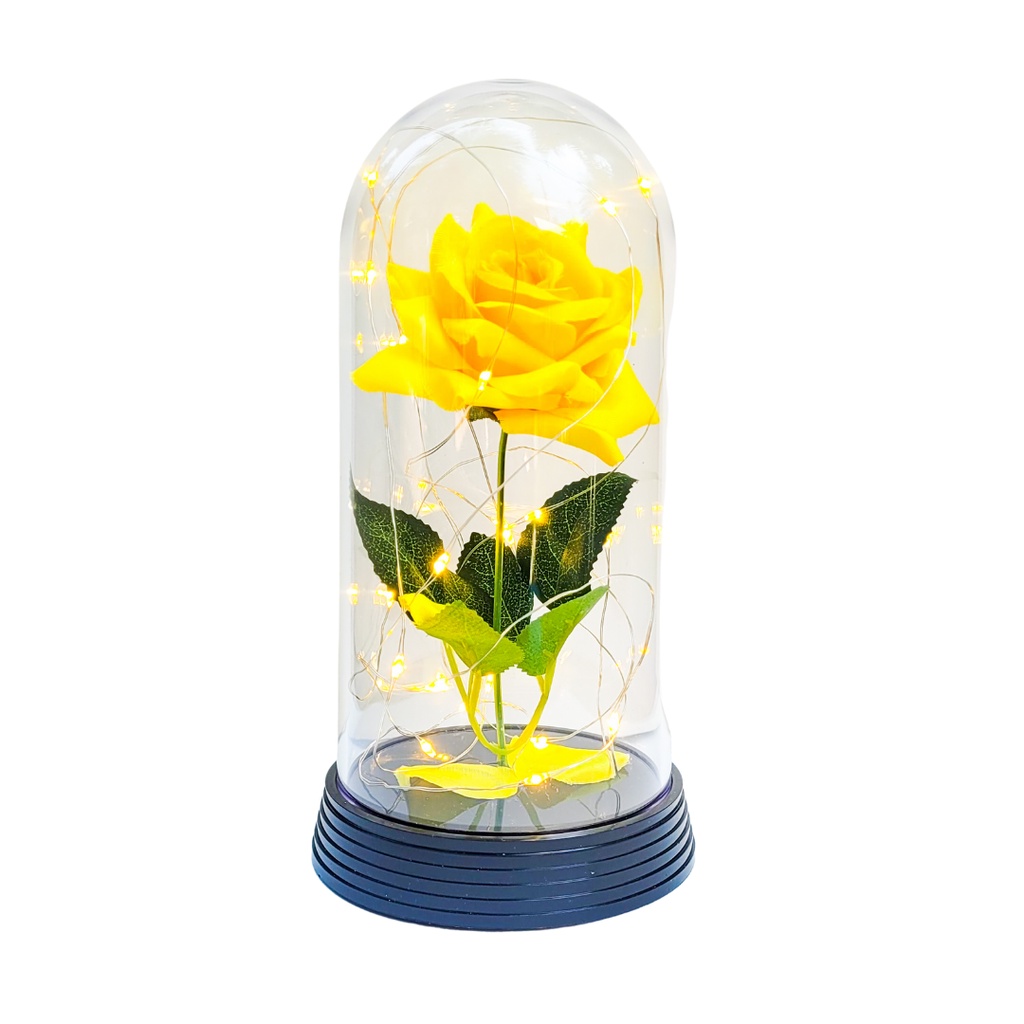 Luminária A Rosa Encantada A Bela e A Fera/ O Pequeno Príncipe Presente para namorada G Base Preto Luzes Branco Quente Rosa Amarela