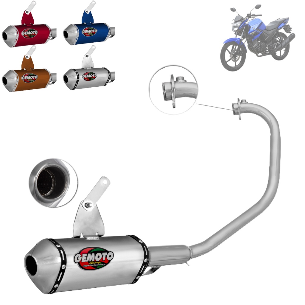 Escapamento Gemoto Racing 3 Trioval [Curva Cromada] Fazer 150 2013/22 / Factor 125/150 2018/22