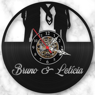 Relógio de Parede Casal Mãos dadas Personalizado Nomes Presente Casal Dia Dos Namorados Amor Coração Decoração Retrô Vintage Contemporânea Disco de Vinil Promoção em Oferta na Shopee