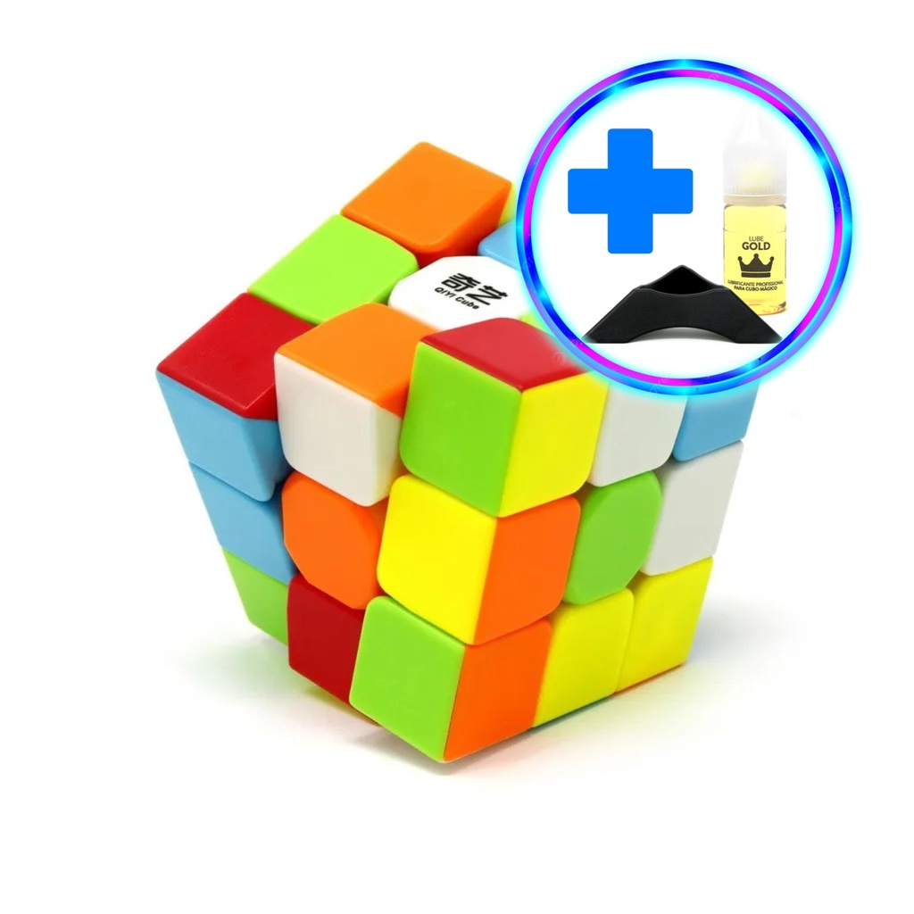 Kit Cubo Mágico Profissional 3x3x3 Qiyi Warrior S + Lube Gold + Base - Original e Certificado - Cuber Brasil em Oferta na Shopee