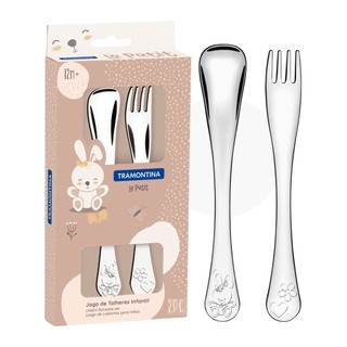 Jogo De Talheres Infantil Tramontina Com 2 Peças Em Aço Inox em Oferta na Shopee