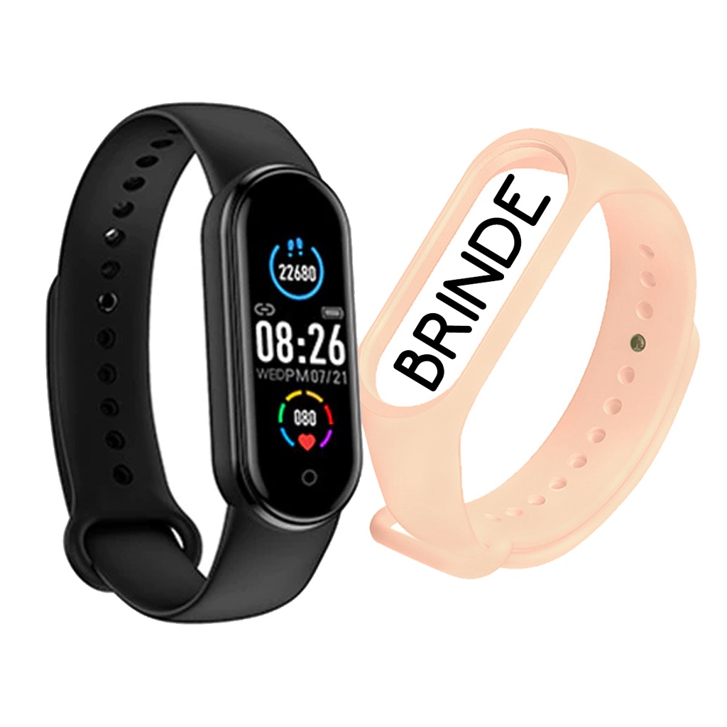 Relógio Bluetooth M7 Smartwatch Esportivo Resistente a Agua com monitoramento cardiaco + Pulseira extra Rosa