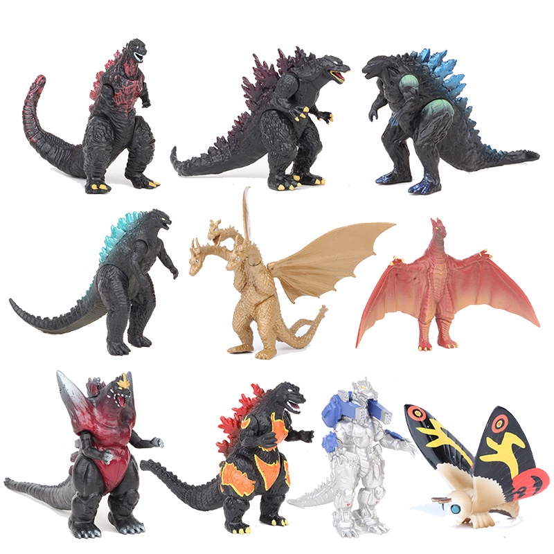 10pcs Godzilla King Monstros Figuras Ghidorah Mothra Rodan Mecha Monsters Modelos Bonecos Colecionáveis Kit Brinquedos Infantis
