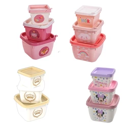 Conjunto 3 Potes Conect Infantil Bebê Quadrado Decorado Meninas Plasútil