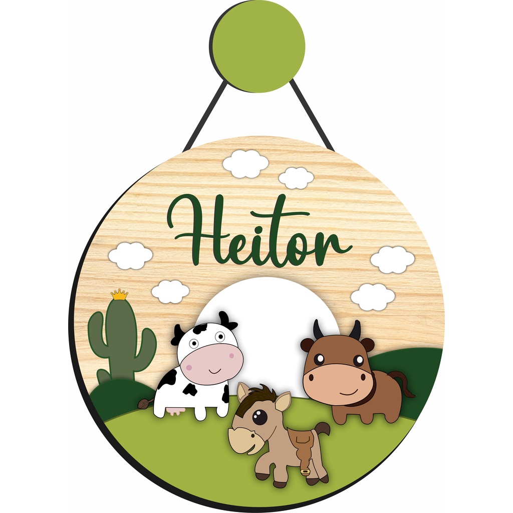 Enfeite Porta Maternidade Fazendinha Animais, fazenda, rural - Nome personalizado - GUIRLANDA.