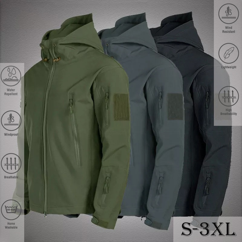Casacos Militares De Pele De Tubarão Suave Jaqueta Tática À Prova De Vento Homens De Combate Do Exército Bombardeiro Masculino