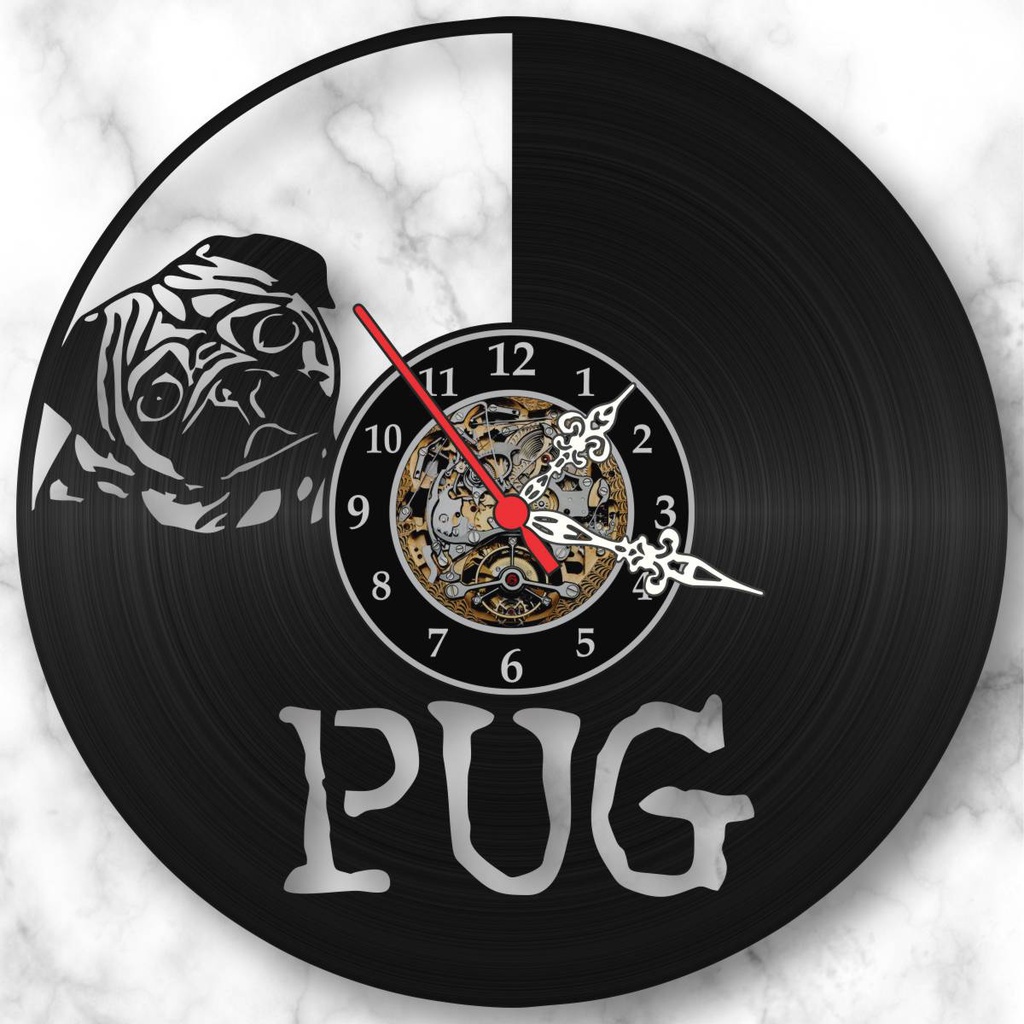 Relógio Parede Cachorro Pug Animais Estimação Petshop Vinil