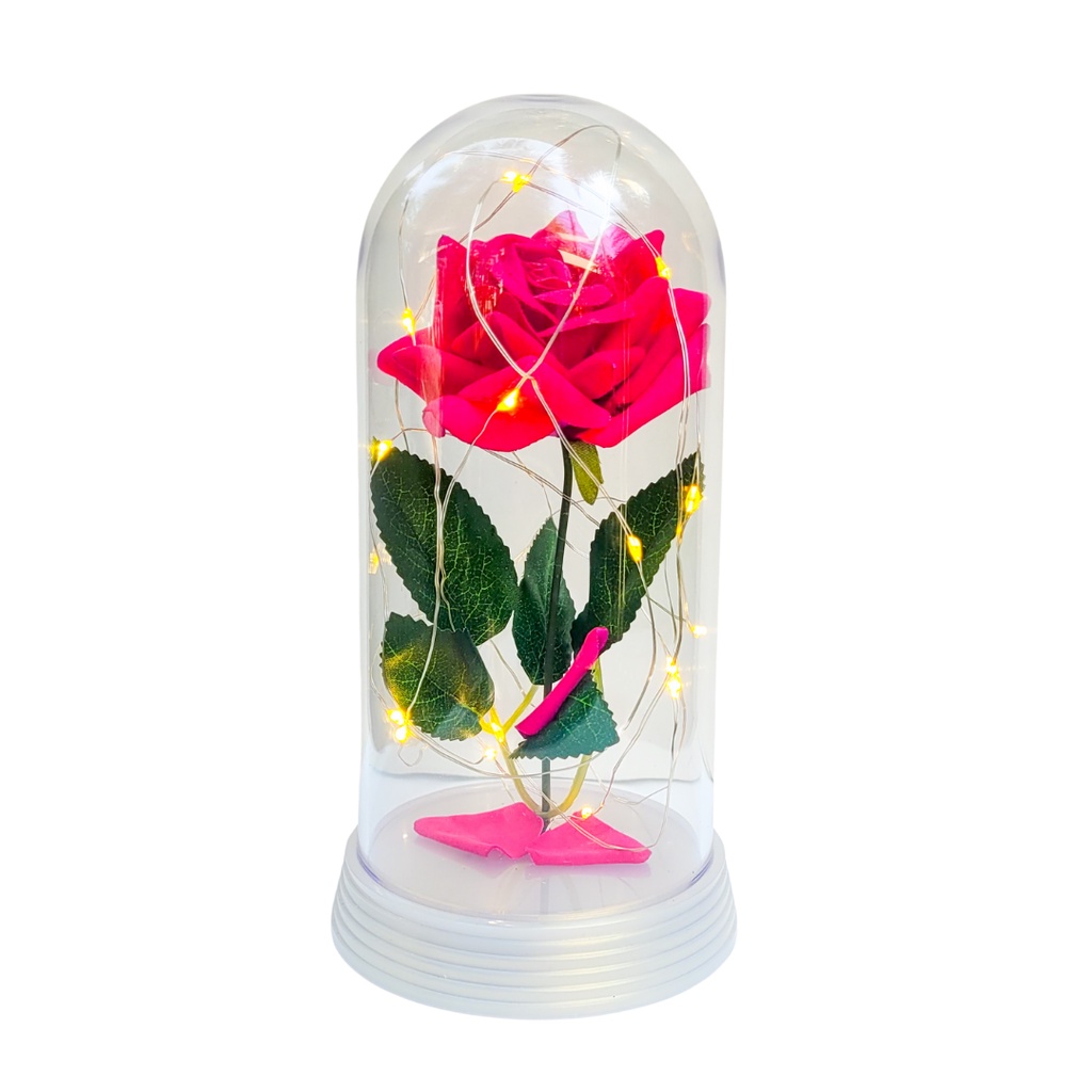Luminária A Rosa Encantada A Bela e A Fera/ O Pequeno Príncipe Decoração de festa Centro de Mesa G Base Branco Pérola Luzes de LED branco quente Rosa Pink