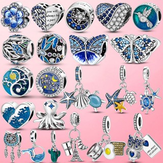 925 Sterling Silver Spring Flower Dragonfly Butterfly Tartaruga Borboleta Estrela Do Mar Emaranhado Pérolas De Charme MULA Pulseira Jóias Originais