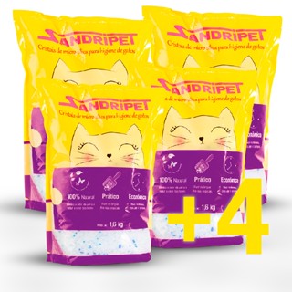 Kit 4 Areia Para Gatos Cristais Micro Sílica Fina Em Gel 1,6kg