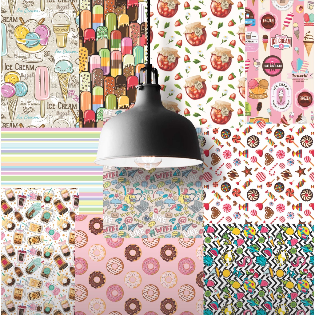 Lambe Lambe Adesivo Kit Cartaz Doces Café Donuts Sorvete Picolé Doceria L209