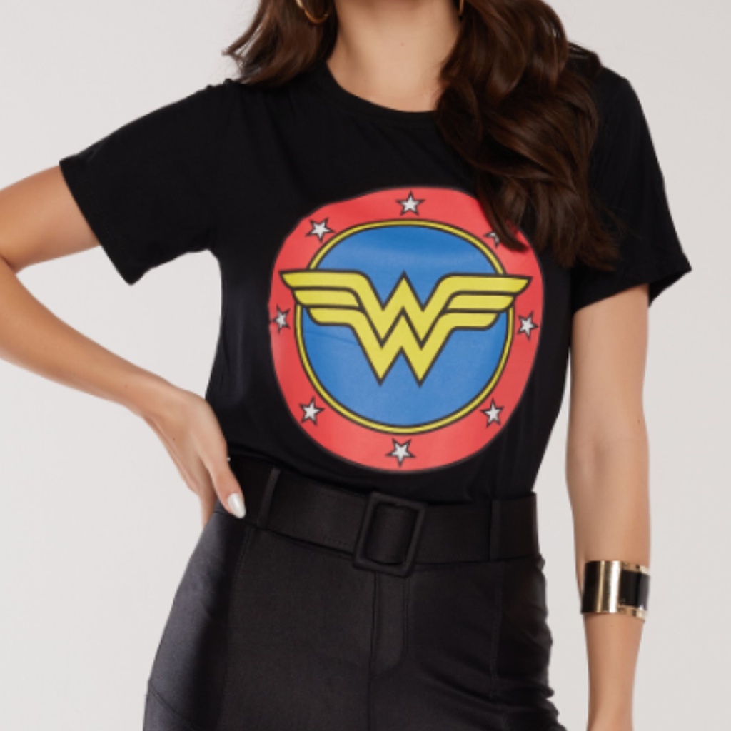 Blusa Blusinha Camiseta T-shirt Feminina Estampada Mulher Maravilha Wonder Woman