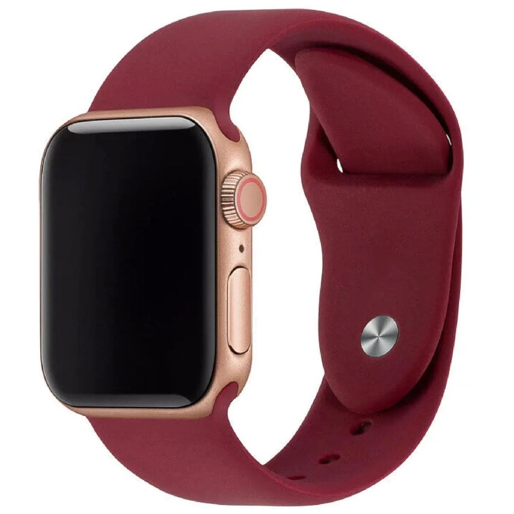Pulseira Esportiva Smartwatch Silicone compatível Apple Watch 42/44/45/49mm 38/40/41mm Se e Ultra e IWO 8 Bordo/Vinho