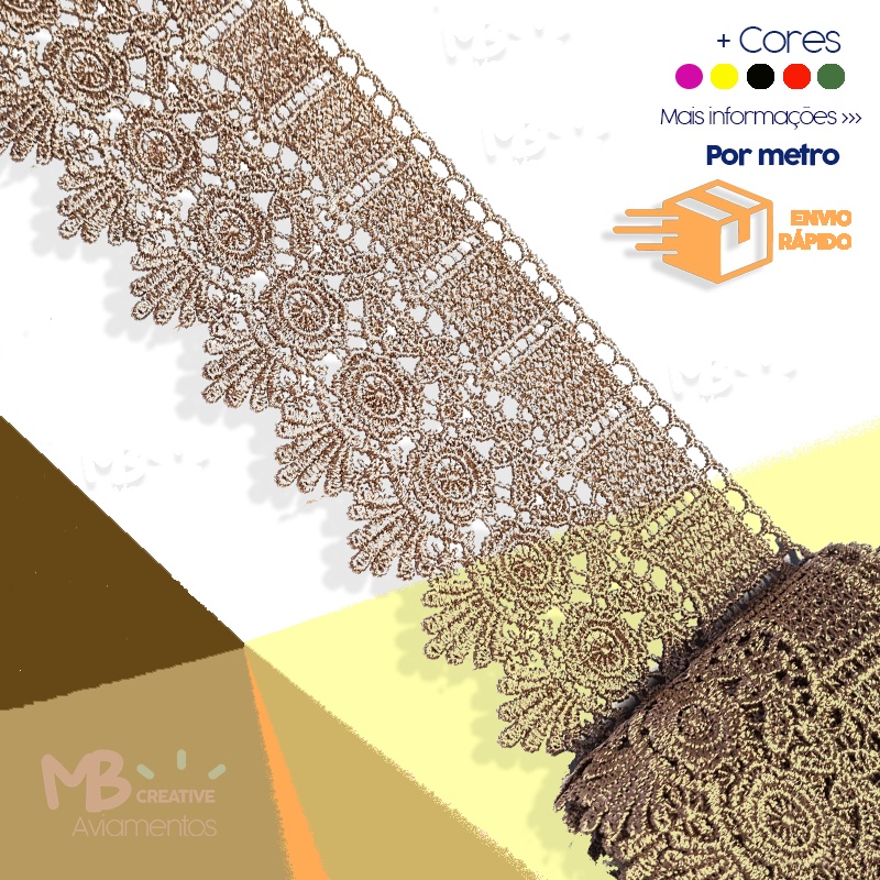 Renda Guipir  CHL- 431 - 8,5cm - POR metro em Oferta na Shopee