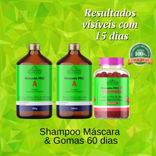 Kit Monovim Pro A Original Crescimento Capilar Acelerado Tratamento Completo Cosméticos e Gomas