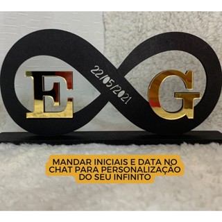 Infinito com Acrílico Espelhado com Iniciais e Data Personalizável