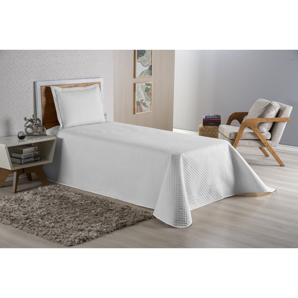 Kit Cobre Leito Dubai Com Acabamento Em Viés Solteiro 2 Peças Cama Box