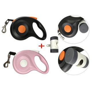 Guia Retrátil 5 Metros Com Suporte Para Saco De Fezes Coco e Botão De Controle Para Regulagem Pet Cachorro LR-0158