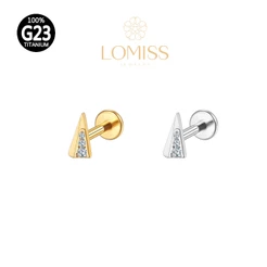 Piercing Helix Conch Labret Titânio PVD Triângulo Zircônia 《Lomiss semijoias》