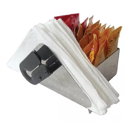 Porta Guardanapo Conjunto Aço Inox Cortador E Porta Sachê