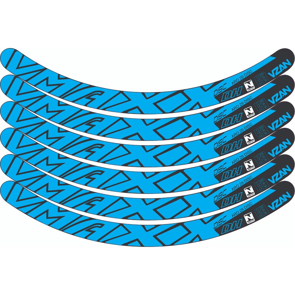 6 Adesivos Aro 29 Vmaxx Freio A Disco kit para 1 roda azul