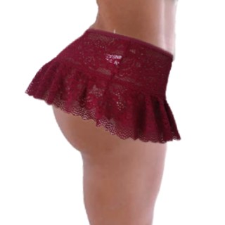 Calcinha PLUS SIZE apressadinha sainha babadinho Aberta fio lingerie rendada tanga sexy moda feminina