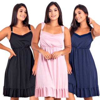 Kit com 3 Camisolas de Amamentação Fecho Click Linha Gestante | 184 em Oferta na Shopee