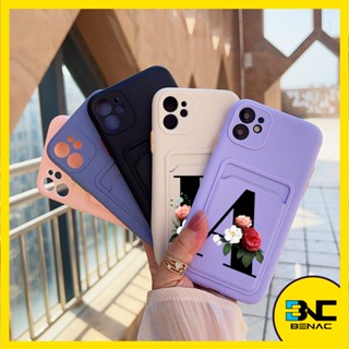 Capinha de Proteção Personalizada com Letra Inicial do Nome com Porta Cartões Adequado para iPhone - 14 Plus | iPhone 14 Pro/Pro Max | 11/12/13 Pro/Pro Max | 7/8/SE2020 | 7/8 Plus | X/XR/XS Max