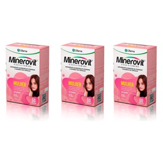 Kit com 3 minerovit mulher com 60 cápsulas cada - total 180 cápsulas