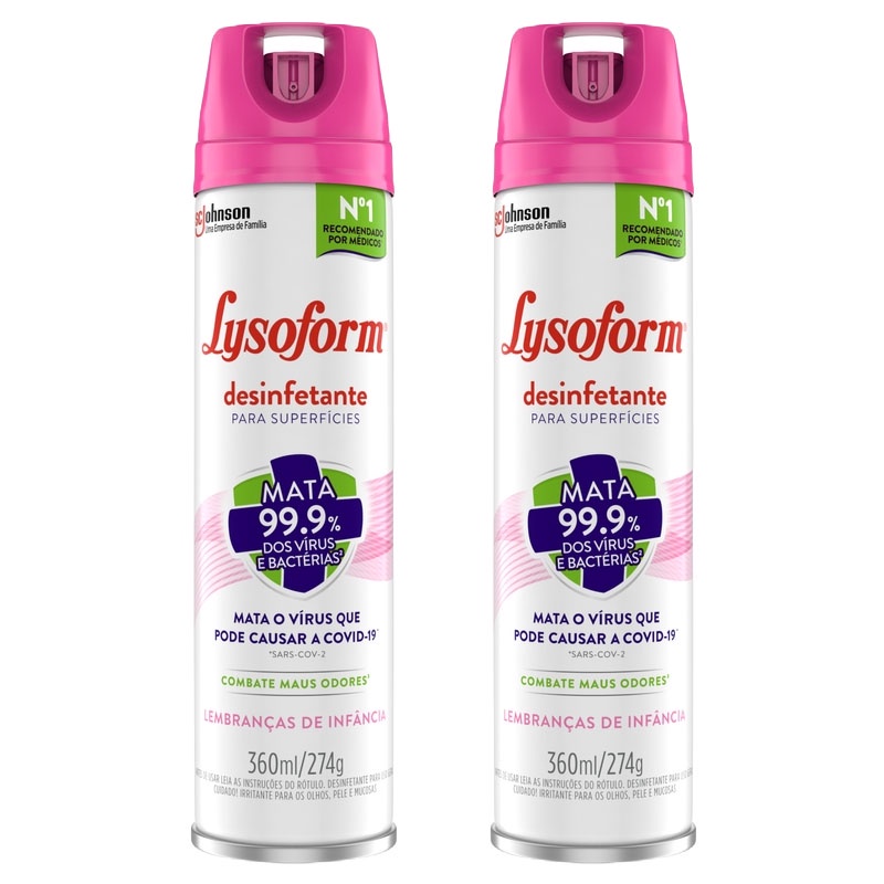 Kit 2 Lysoform Aerossol Uso Geral Lembrança de Infância 360ml em Oferta na Shopee