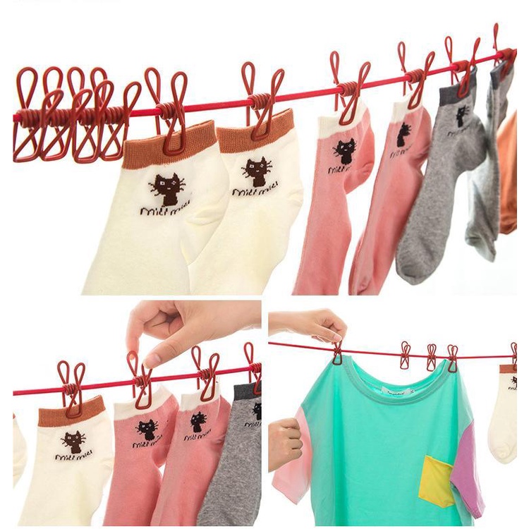 Organizador De Varal De Corda Elástica Colorido  /Acampamento  /Viagem/ Portátil  /Em casa em Oferta na Shopee