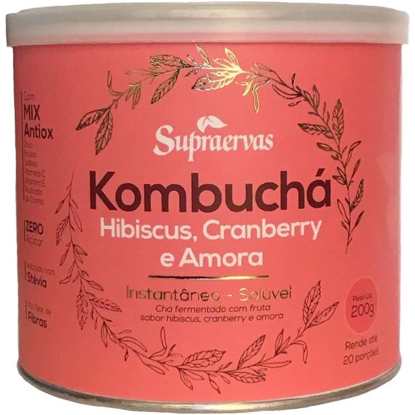 Kombuchá Hibiscus, Cranberry e Amora 200 g Supra Ervas