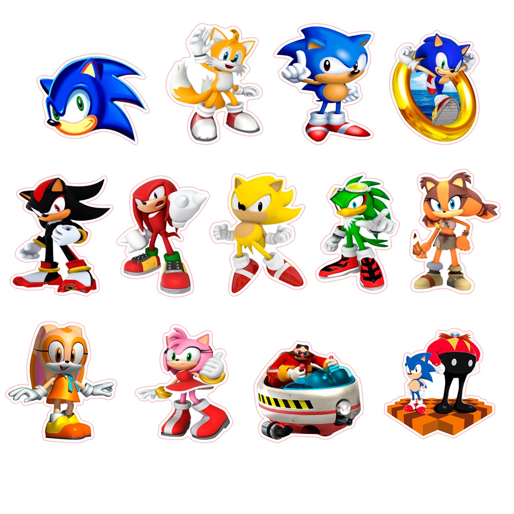 50 Apliques Sonic Recortes Tubete Enfeites Toppers Tag em Oferta na Shopee