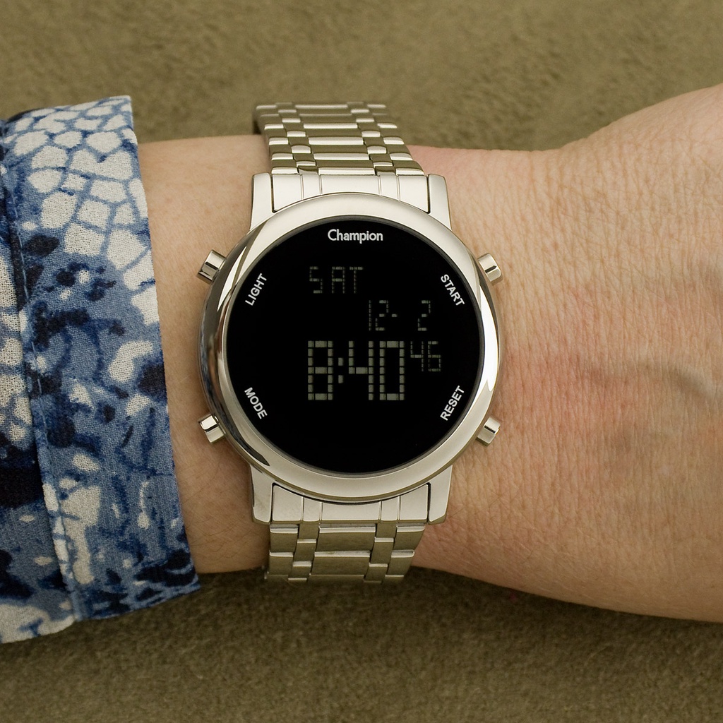 Relógio Champion Feminino Digital Prata Original Presente Aniversário Mulher