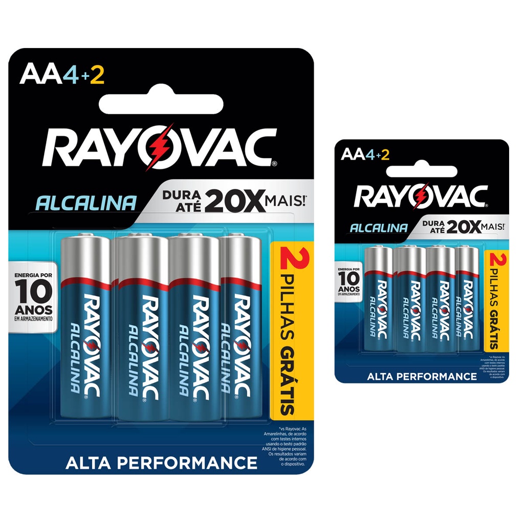 Pilha Alcalina AA Rayovac Bateria 2A Pequena kit 12 unidades em Oferta na Shopee